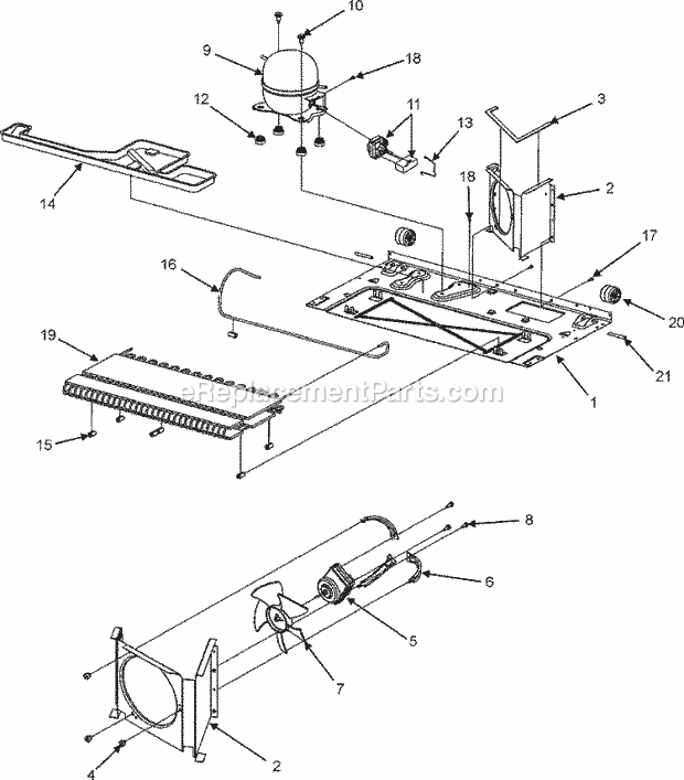 COMPRESSOR Diagram and Parts List for MFI2568AES  Maytag Refrigerator