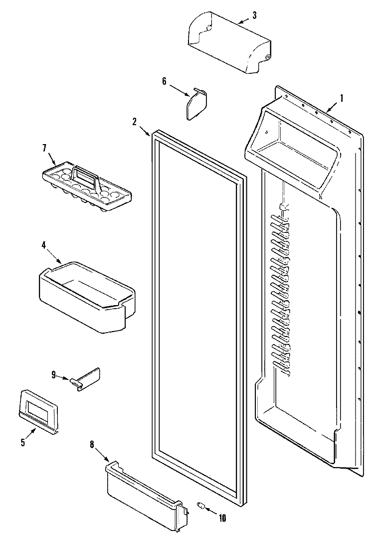 FRESH FOOD INNER DOOR Diagram and Parts List for MSD2754GRW  Maytag Refrigerator