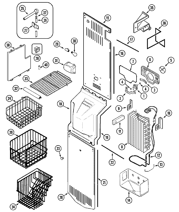 FREEZER COMPARTMENT (BISQUE) Diagram and Parts List for GS2788EKDQ  Maytag Refrigerator