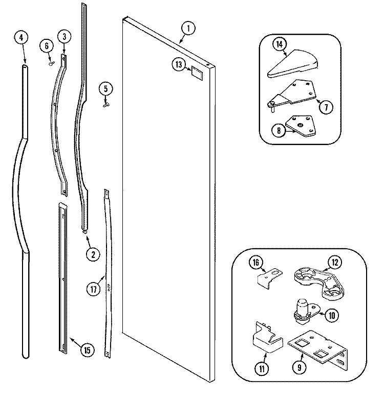 FRESH FOOD OUTER DOOR Diagram and Parts List for GS2588EKFQ  Maytag Refrigerator