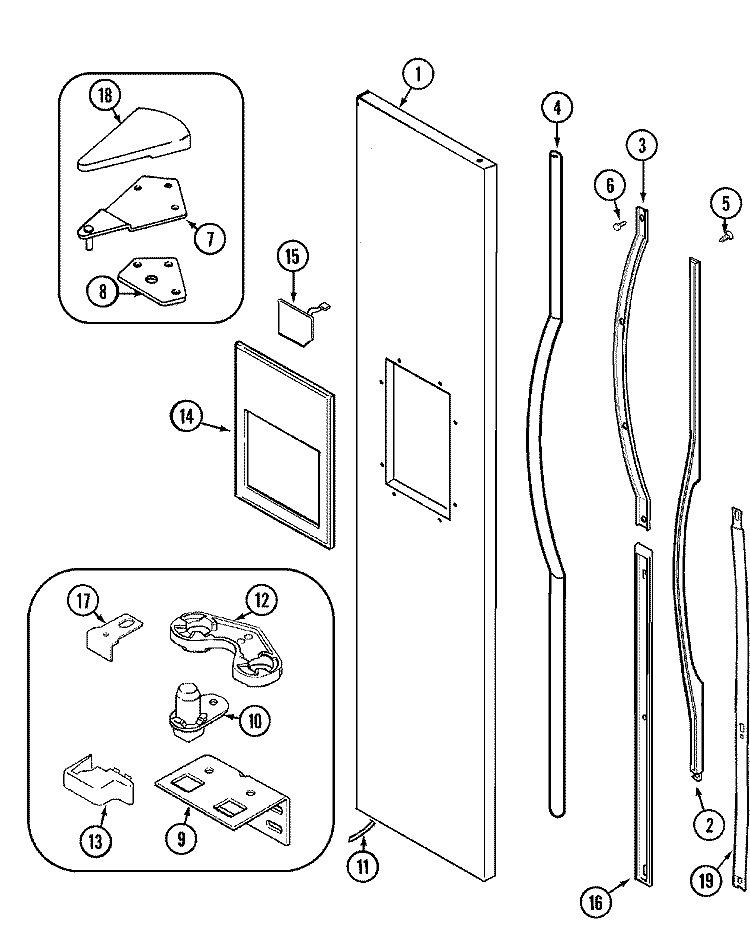 FREEZER OUTER DOOR Diagram and Parts List for JSD2488DEW  Jenn-Air Refrigerator
