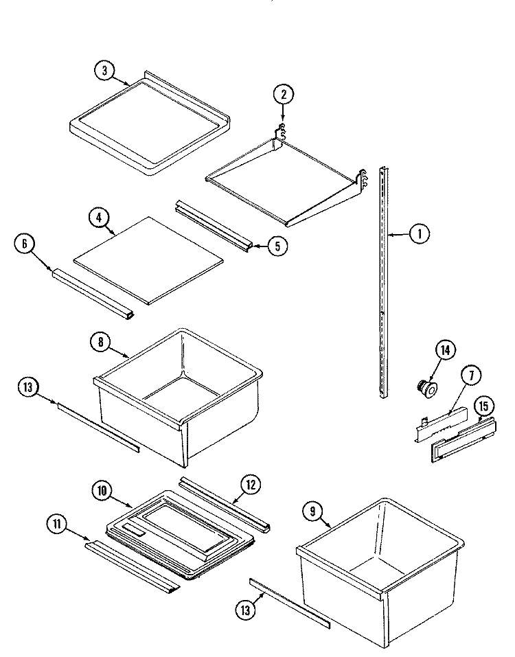 SHELVES & ACCESSORIES Diagram and Parts List for GS24C7C3EV  Admiral Refrigerator