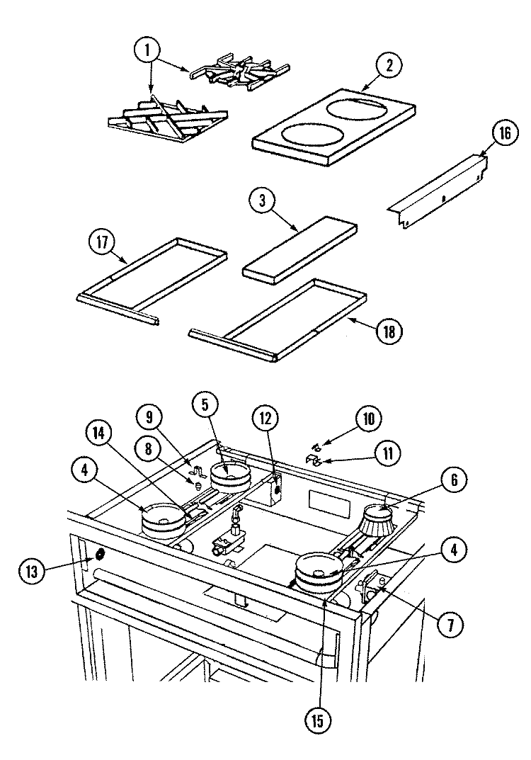 TOP ASSEMBLY / GAS CONTROLS Diagram and Parts List for DGRS304  Dynasty Smoker