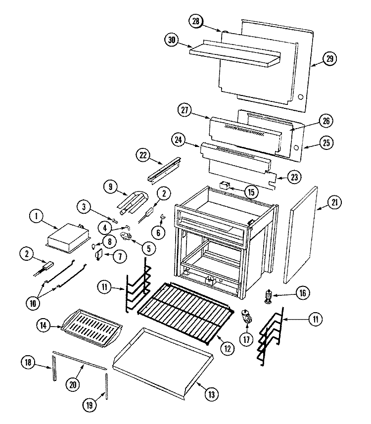 OVEN BODY / GAS CONTROLS Diagram and Parts List for DGRS304  Dynasty Smoker