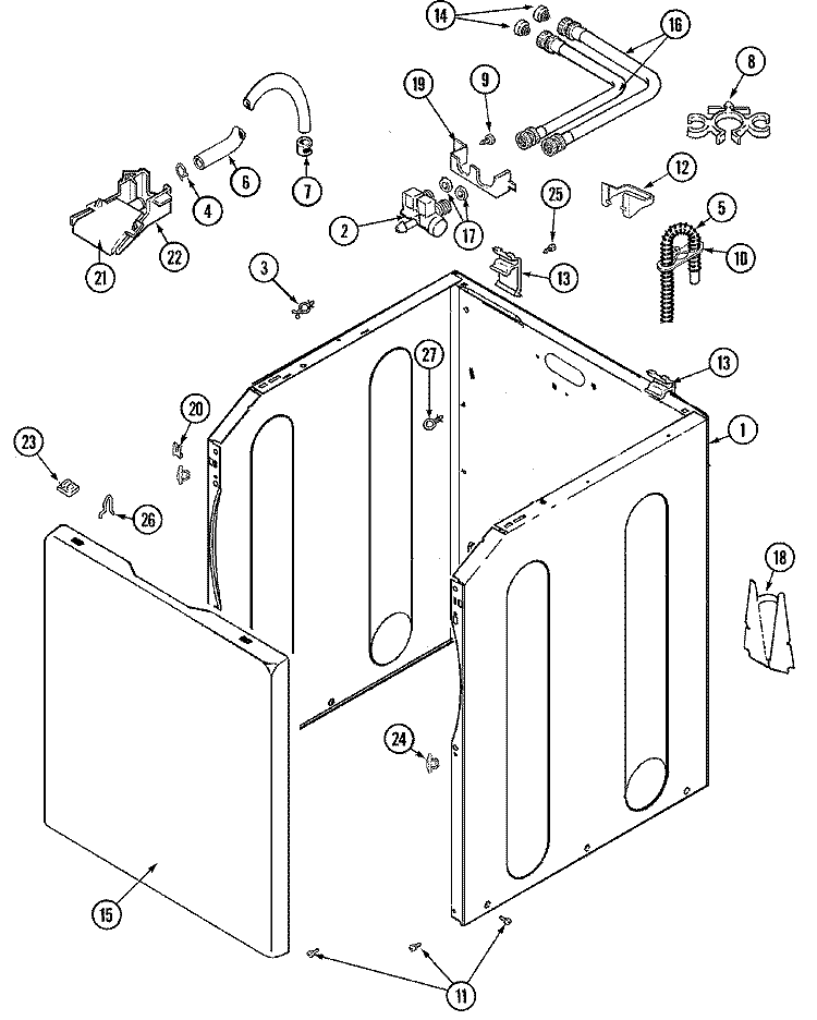 CABINET Diagram and Parts List for MAV7257AWW  Maytag Washer