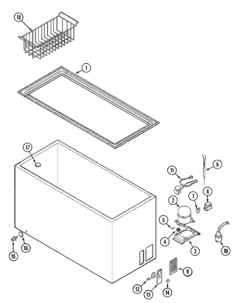 CABINET Diagram and Parts List for GH1026NXEW  Maytag Freezer