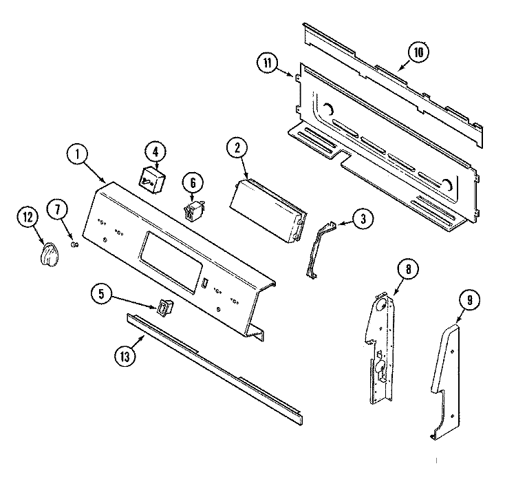 CONTROL PANEL Diagram and Parts List for MER5755AAW  Maytag Range