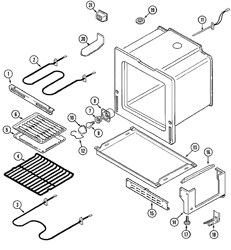 OVEN / BASE Diagram and Parts List for MER5710AAQ  Maytag Range