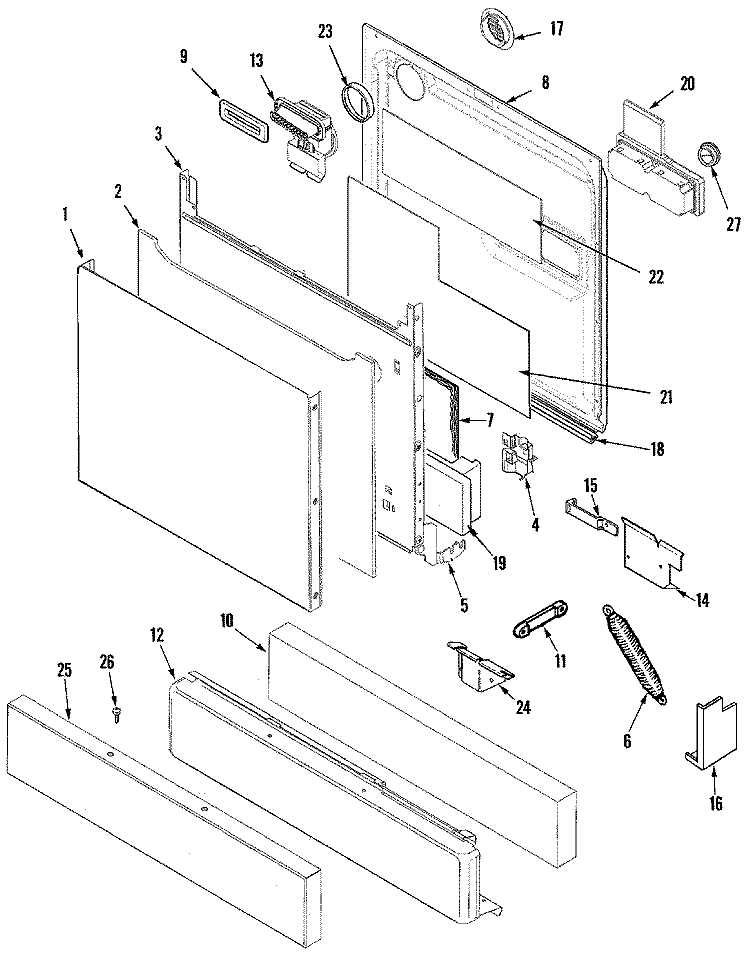 DOOR Diagram and Parts List for MDB9150AWQ  Maytag Dishwasher
