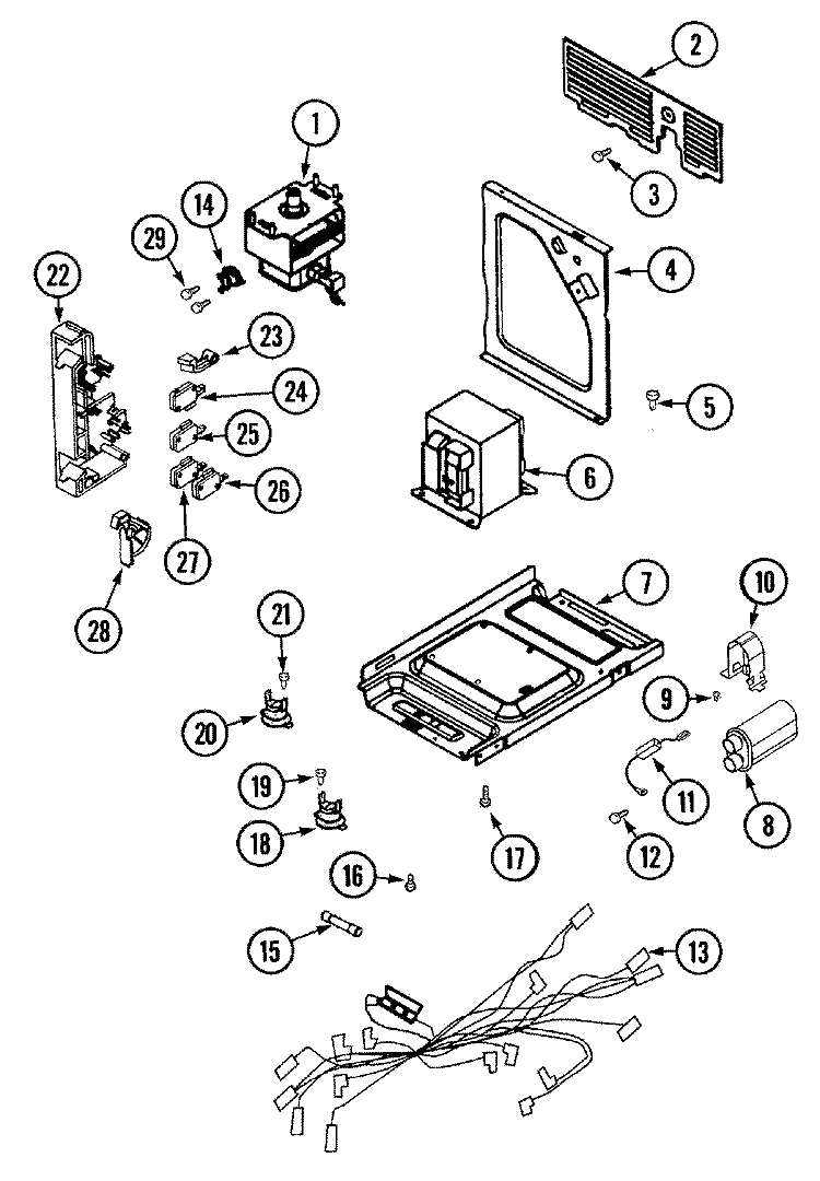 INTERNAL CONTROLS Diagram and Parts List for JMV8000BDB  Jenn-Air Microwave