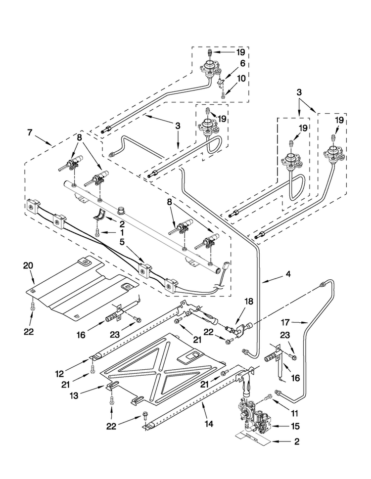 Manifold Parts Diagram and Parts List for MGR7665WS3  Maytag Range