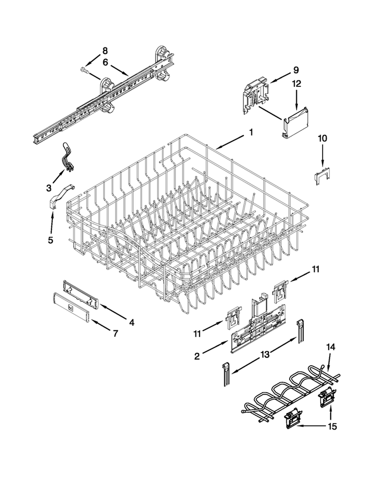 Upper Rack And Track Parts Diagram and Parts List for JDB8200AWP2  Jenn-Air Dishwasher