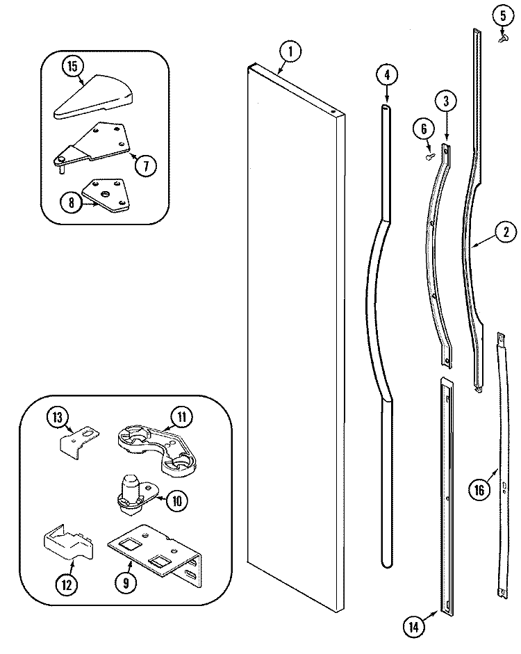 FREEZER OUTER DOOR (BISQUE) Diagram and Parts List for GS2588PKDQ  Maytag Refrigerator