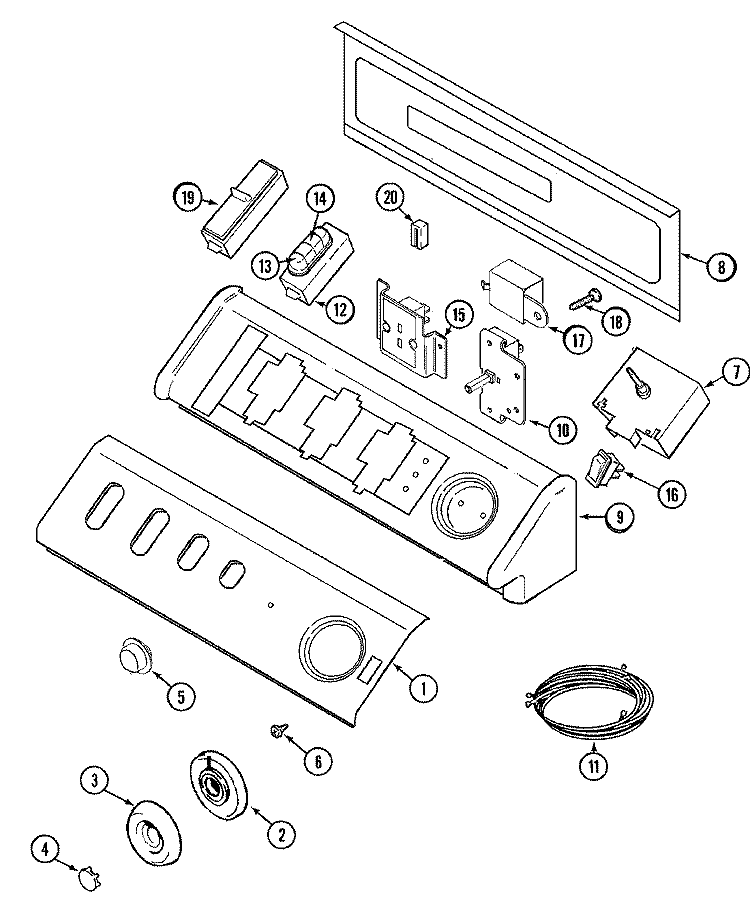 CONTROL PANEL Diagram and Parts List for MDE8057AZW  Maytag Dryer