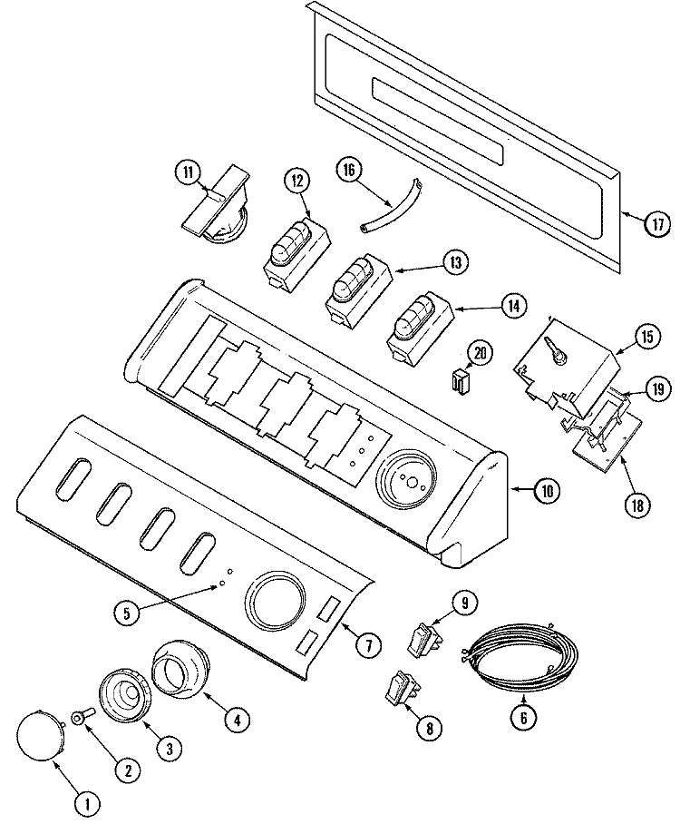 CONTROL PANEL Diagram and Parts List for MAV8500AWW  Maytag Washer