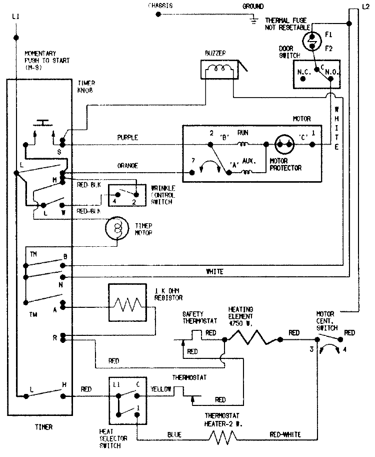 WIRING INFORMATION Diagram and Parts List for PYE2000AKE  Maytag Dryer