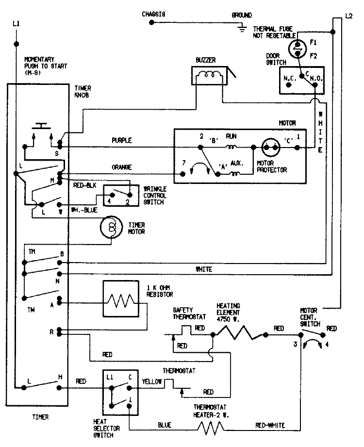 WIRING INFORMATION Diagram and Parts List for PYE2000GGE  Maytag Dryer
