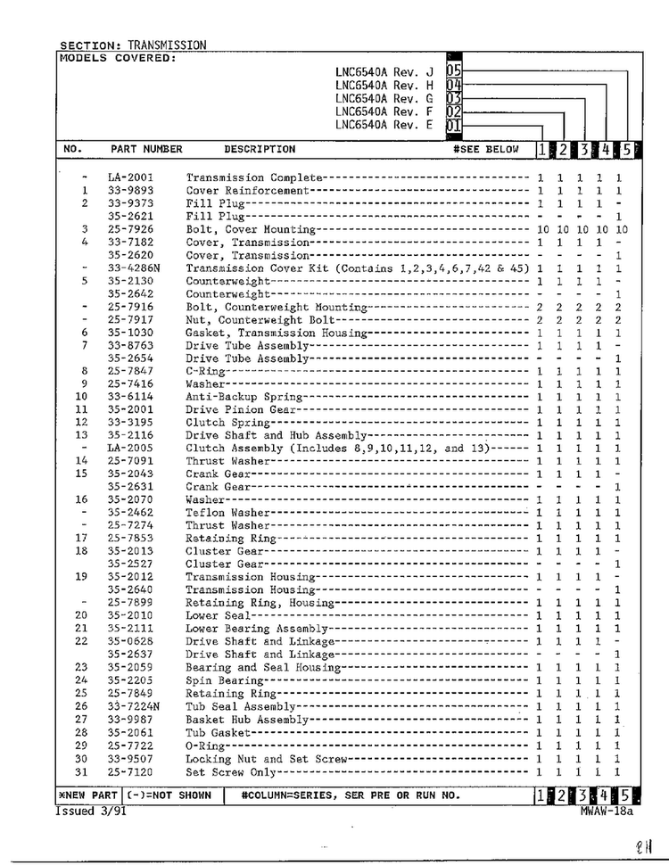 Transmission Page 4 Diagram and Parts List for 6540A REV D Norge Washer