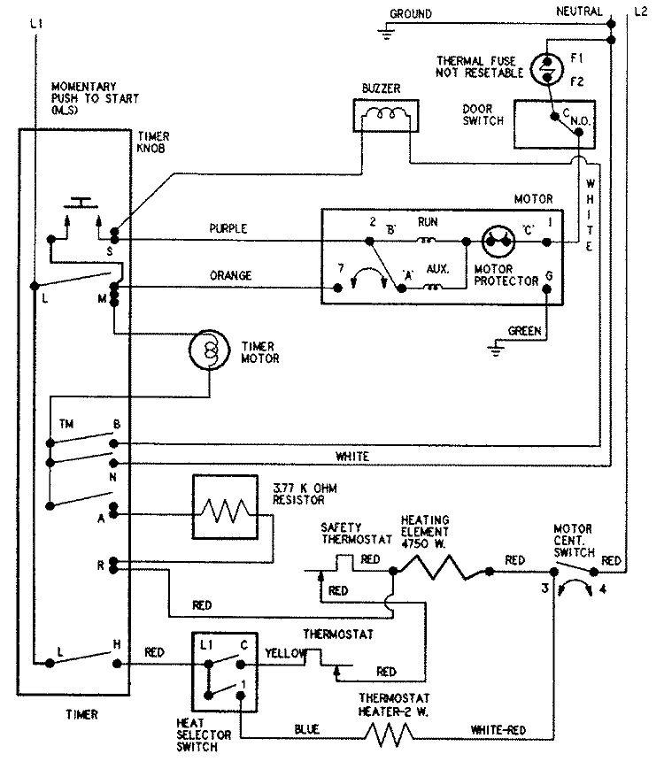 WIRING INFORMATION Diagram and Parts List for AYE2250AYA  Admiral Dryer