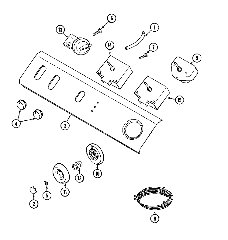 CONTROL PANEL Diagram and Parts List for LAT9520AAE  Maytag Washer