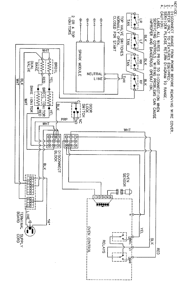 WIRING INFORMATION Diagram and Parts List for CGR3520BDH  Magic Chef Range