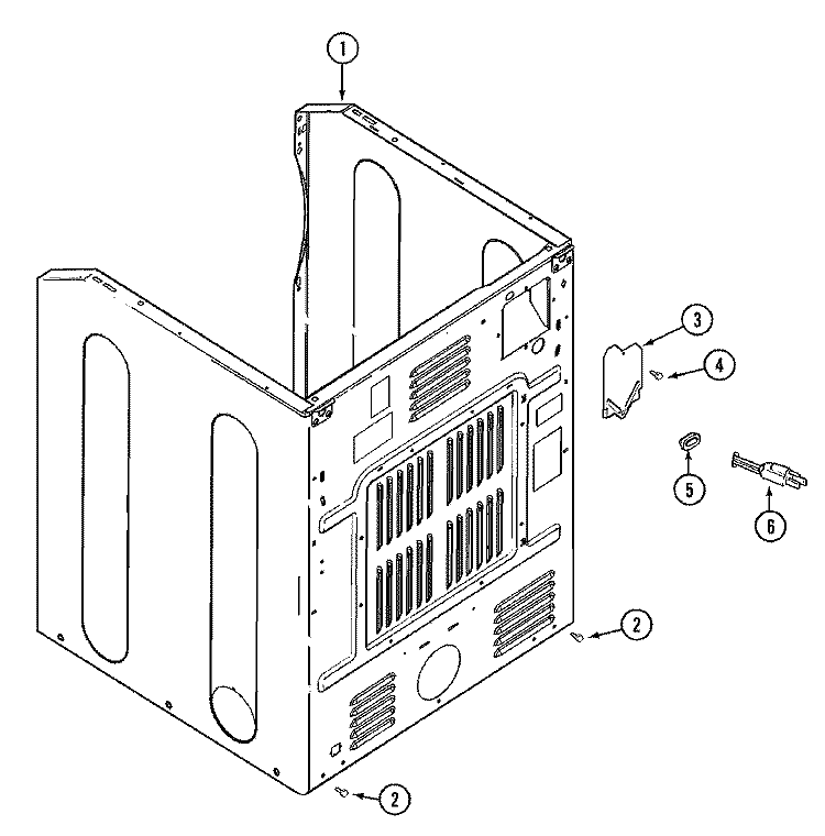CABINET - REAR Diagram and Parts List for MDE5000AYW  Maytag Dryer