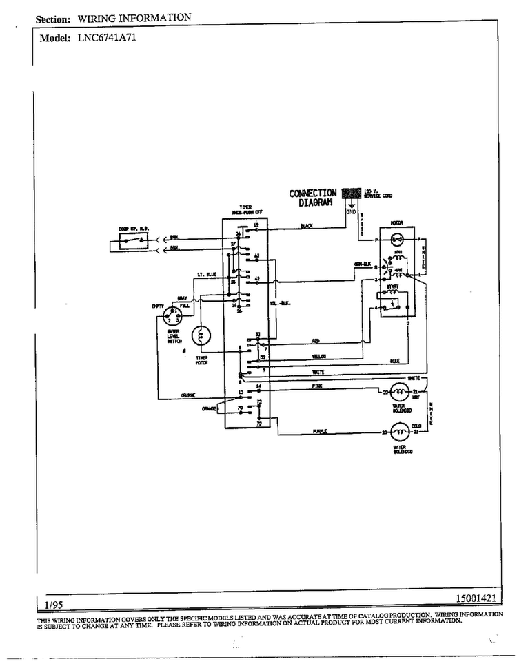 Wiring Diagram Diagram and Parts List for 6741A71  Norge Washer