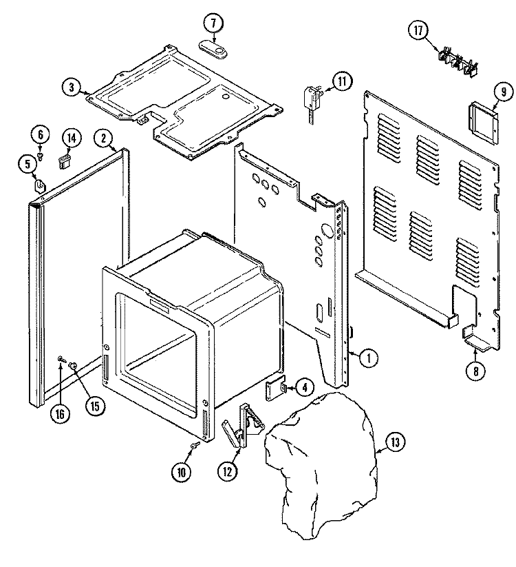 BODY Diagram and Parts List for MER4530BCW  Maytag Range