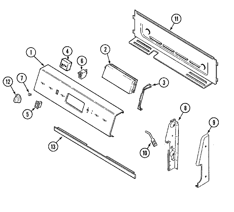 CONTROL PANEL Diagram and Parts List for CER1360BCW  Magic Chef Range