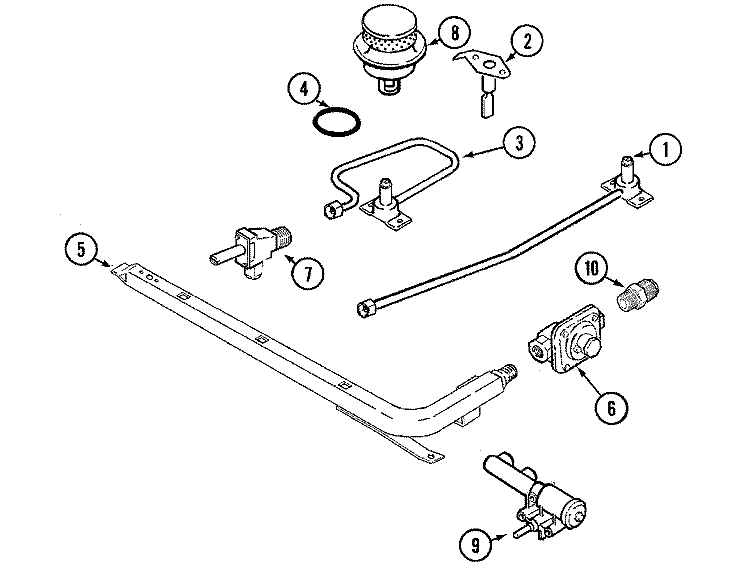 GAS CONTROLS Diagram and Parts List for CLZ8505BDB  Magic Chef Cooktop