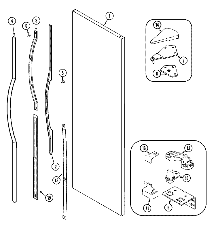 FRESH FOOD OUTER DOOR Diagram and Parts List for JSD2488DEW  Jenn-Air Refrigerator