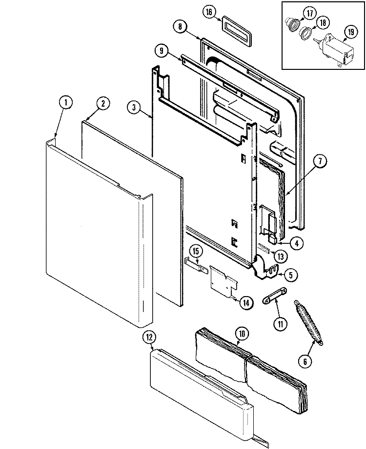 DOOR Diagram and Parts List for MDC5100AWB  Maytag Dishwasher