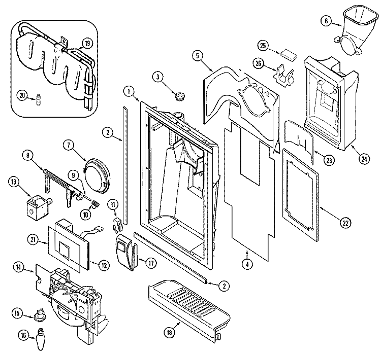 FOUNTAIN Diagram and Parts List for MSD2756DEB  Maytag Refrigerator