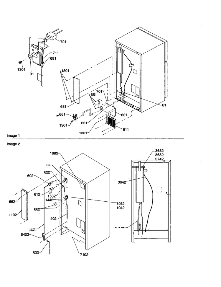 Cabinet Back Diagram and Parts List for ART2127A-PART2127A  Amana Refrigerator