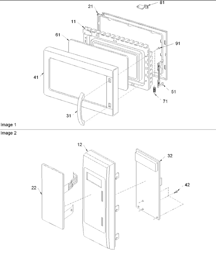 Door & Controller Diagram and Parts List for ACM1580AS-PACM1580AS0  Amana Microwave