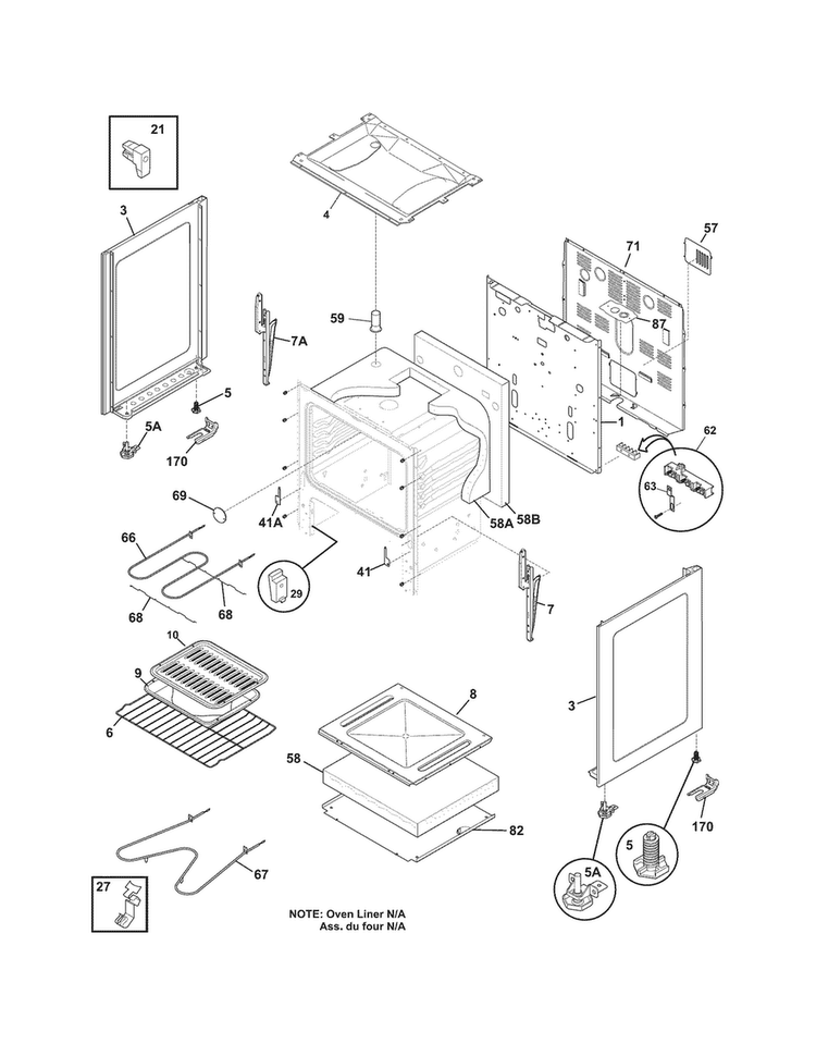 Body Diagram and Parts List for CRE3510PWA  Crosley Range