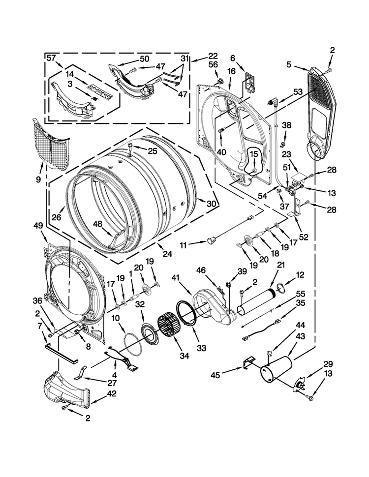 Bulkhead Parts Diagram and Parts List for MGD7000AW0  Maytag Dryer