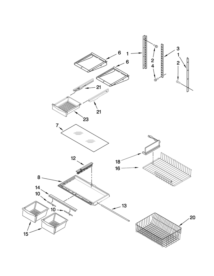 Shelf Parts Diagram and Parts List for AB1924PEKS4  Amana Refrigerator