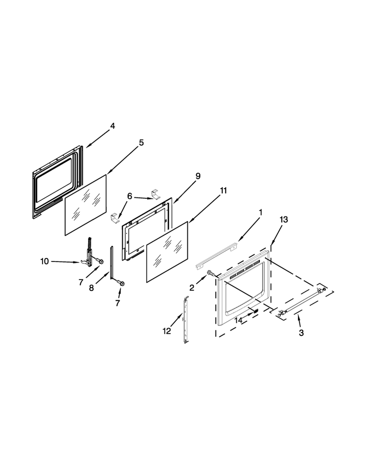 Door Parts Diagram and Parts List for MGR8600DE1  Maytag Range