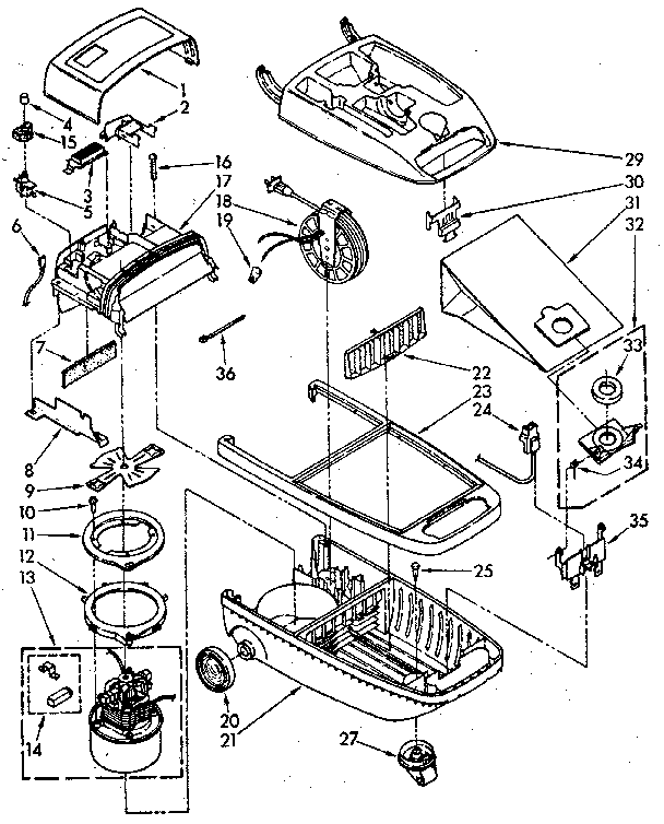 Vacuum Cleaner Diagram and Parts List for 1162497583  Kenmore Canister Vacuum