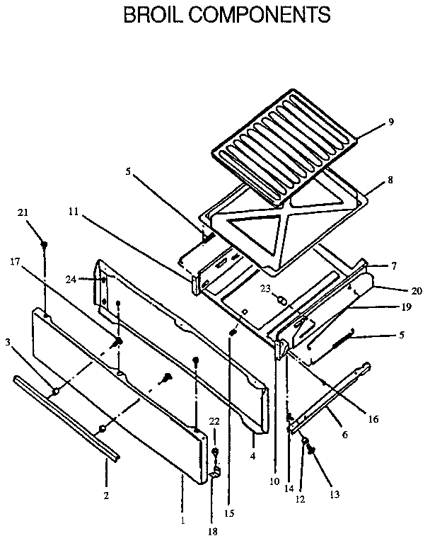 Broil Components Diagram and Parts List for RLS363UW,UL-P1142377NW,L  Amana Range