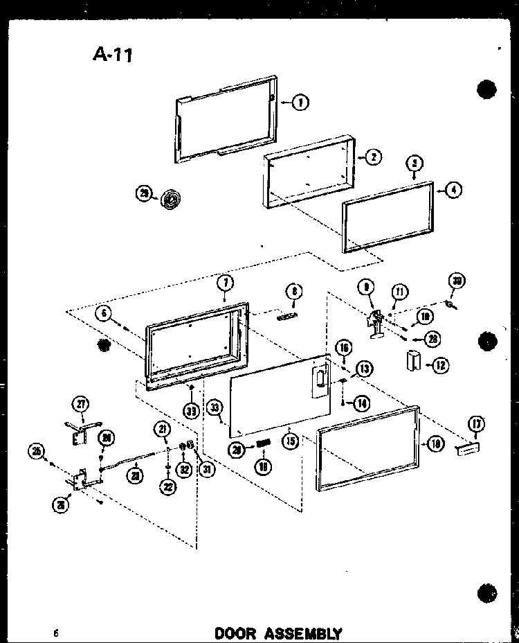 Door Assembly Diagram and Parts List for RC-10S P73829-1M Amana Microwave