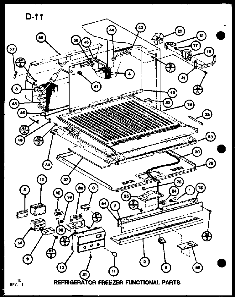 Refrigerator Freezer Functional Parts Diagram and Parts List for TC22G-P76512-10W  Amana Refrigerator