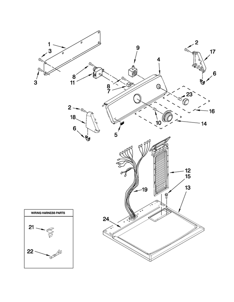Top And Console Parts Diagram and Parts List for MEDC100YQ0  Maytag Dryer