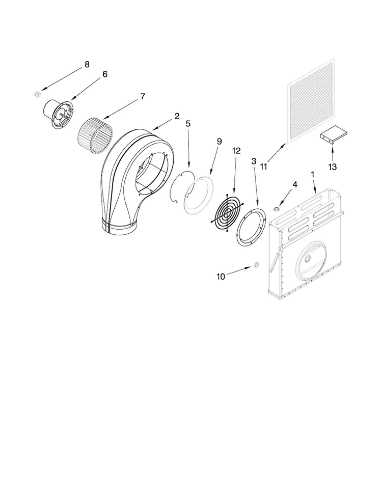 Blower Unit Parts Diagram and Parts List for CVEX4370B18  Jenn-Air Cooktop