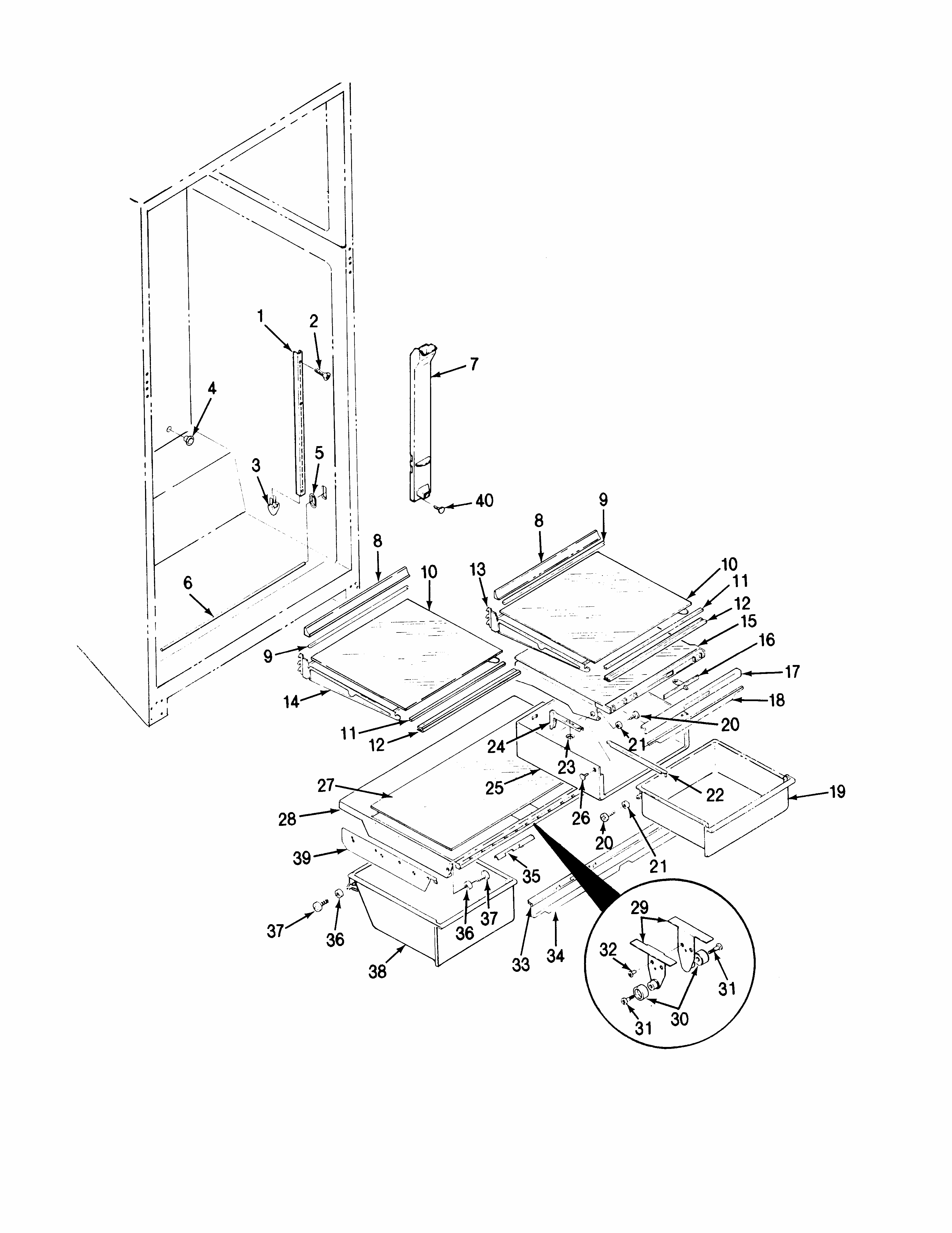 Shelves & Accessories Diagram and Parts List for RTD17A-AH31D  Maytag Refrigerator