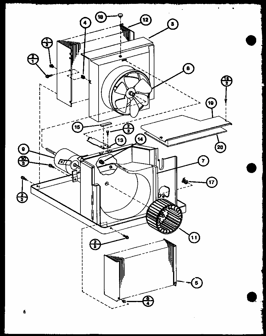 Evaporator And Fan Motor Diagram and Parts List for 1095R P69684-4R Amana Air Conditioner