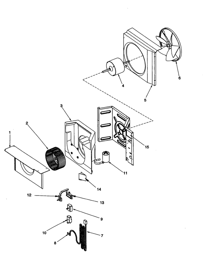 Center Partition Assembly/controls Diagram and Parts List for RC10190A1D REV B Amana Air Conditioner
