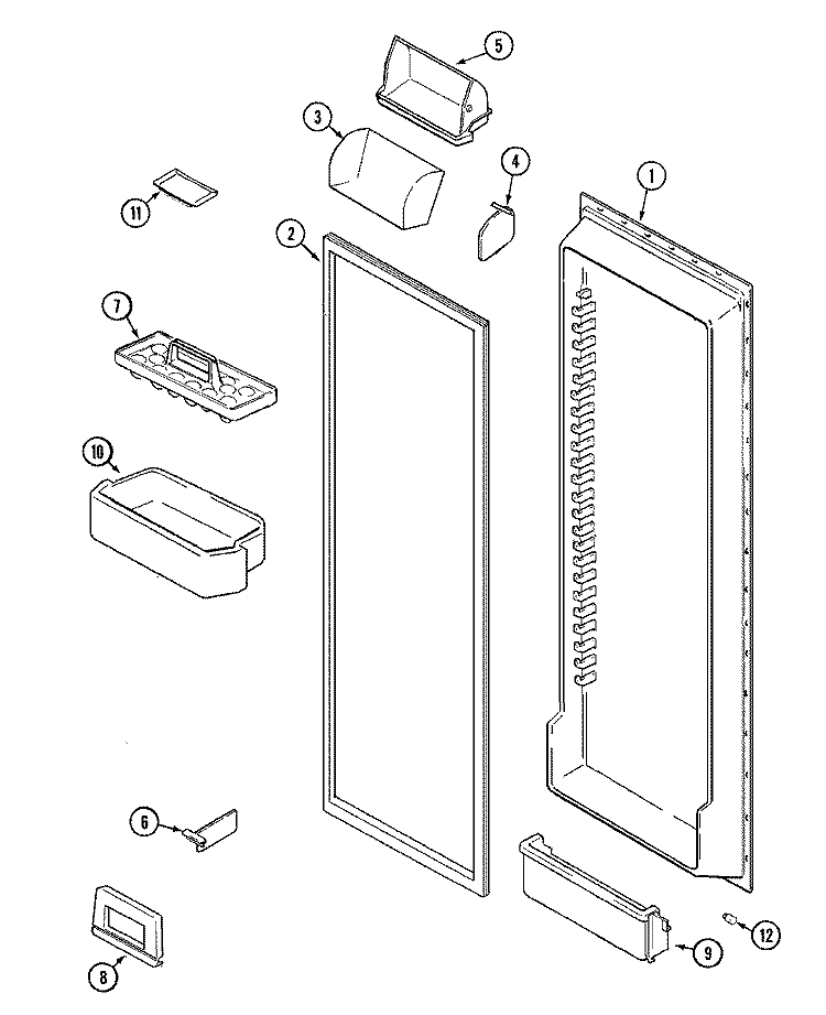 FRESH FOOD INNER DOOR Diagram and Parts List for MSD2656DEQ  Maytag Refrigerator