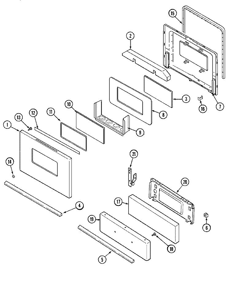 DOOR / DRAWER Diagram and Parts List for PGR4410BDQ  Maytag Range